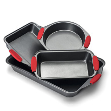 Reusable Non Stick Bakeware Sets With Red Silicone Handles